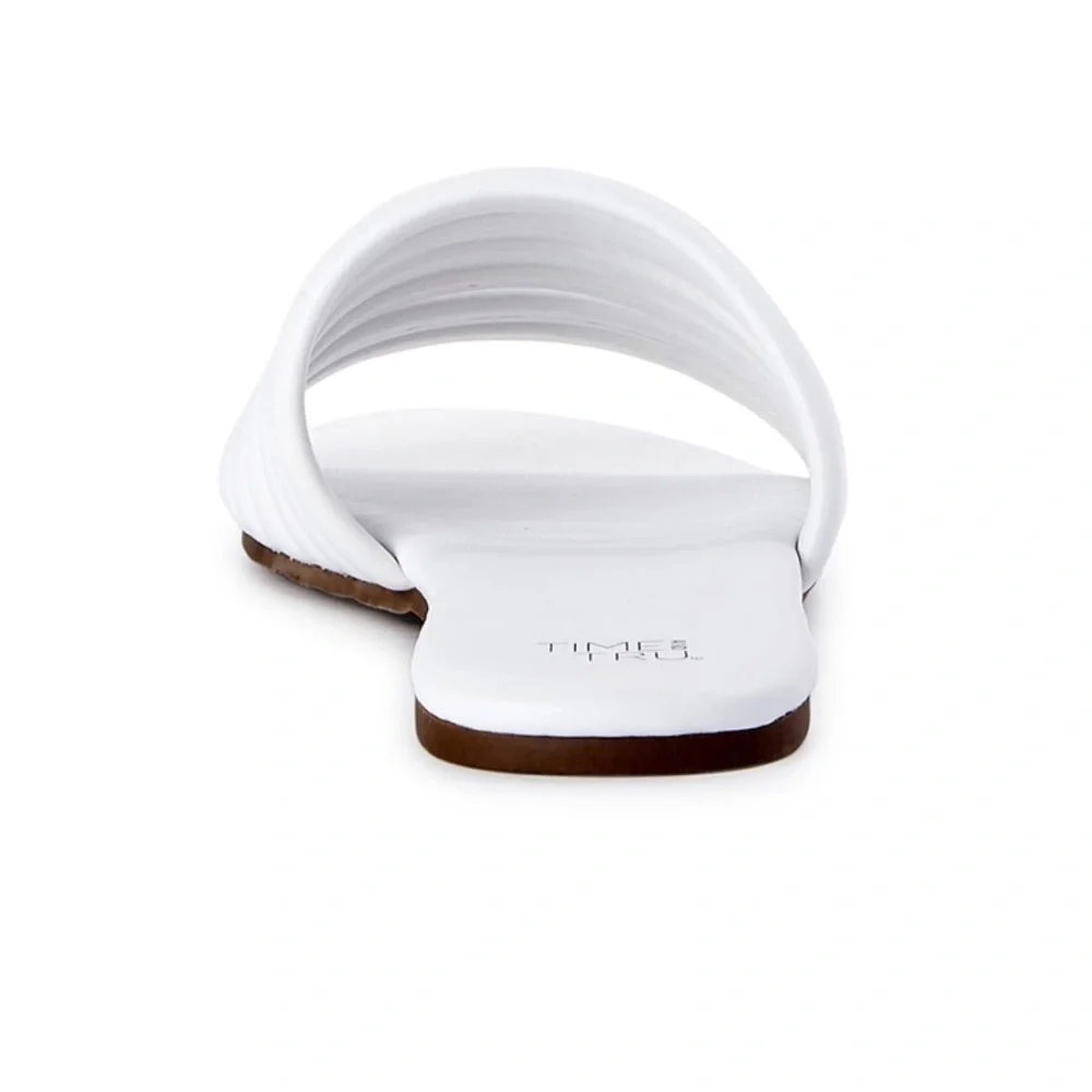 Time and Tru Women's Multi-Band Slide Sandals White Size 8